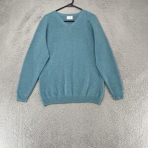 Oliver Charles Khullu Sweater Mens Large Blue Merino Wool Yak Knit Pullover